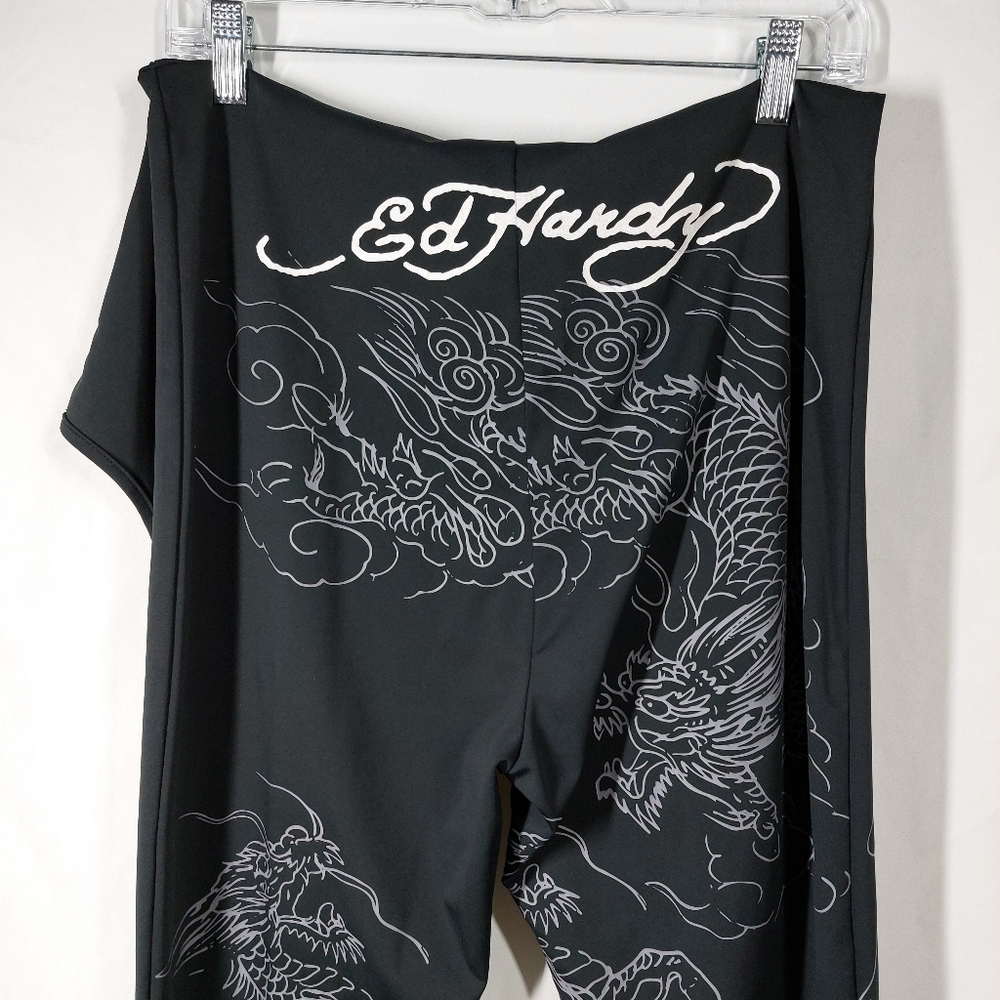 Ed Hardy Tattoo Dragon Black Sleeveless Jumpsuit Womens Size 2X BodyCon - Picture 8 of 11